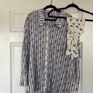 For Love and Lemons Button Down Shirt and Matching Corset